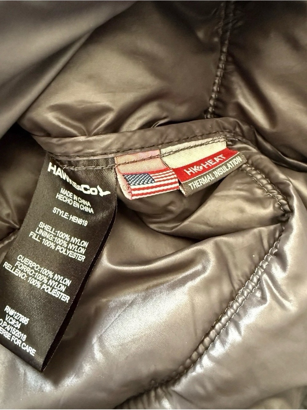 Hawke & Co Men’s S Hooded Quilted Lightweight Puffer Jacket Charcoal Gray EUC - Picture 8 of 9